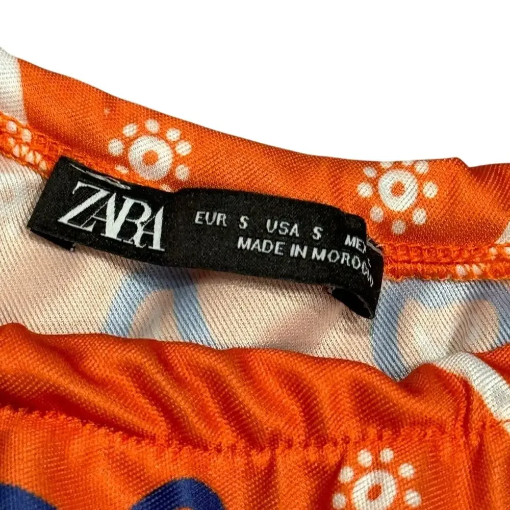 Zara Handkerchief Orange Boho Paisley  Top- size S - Picture 4 of 4